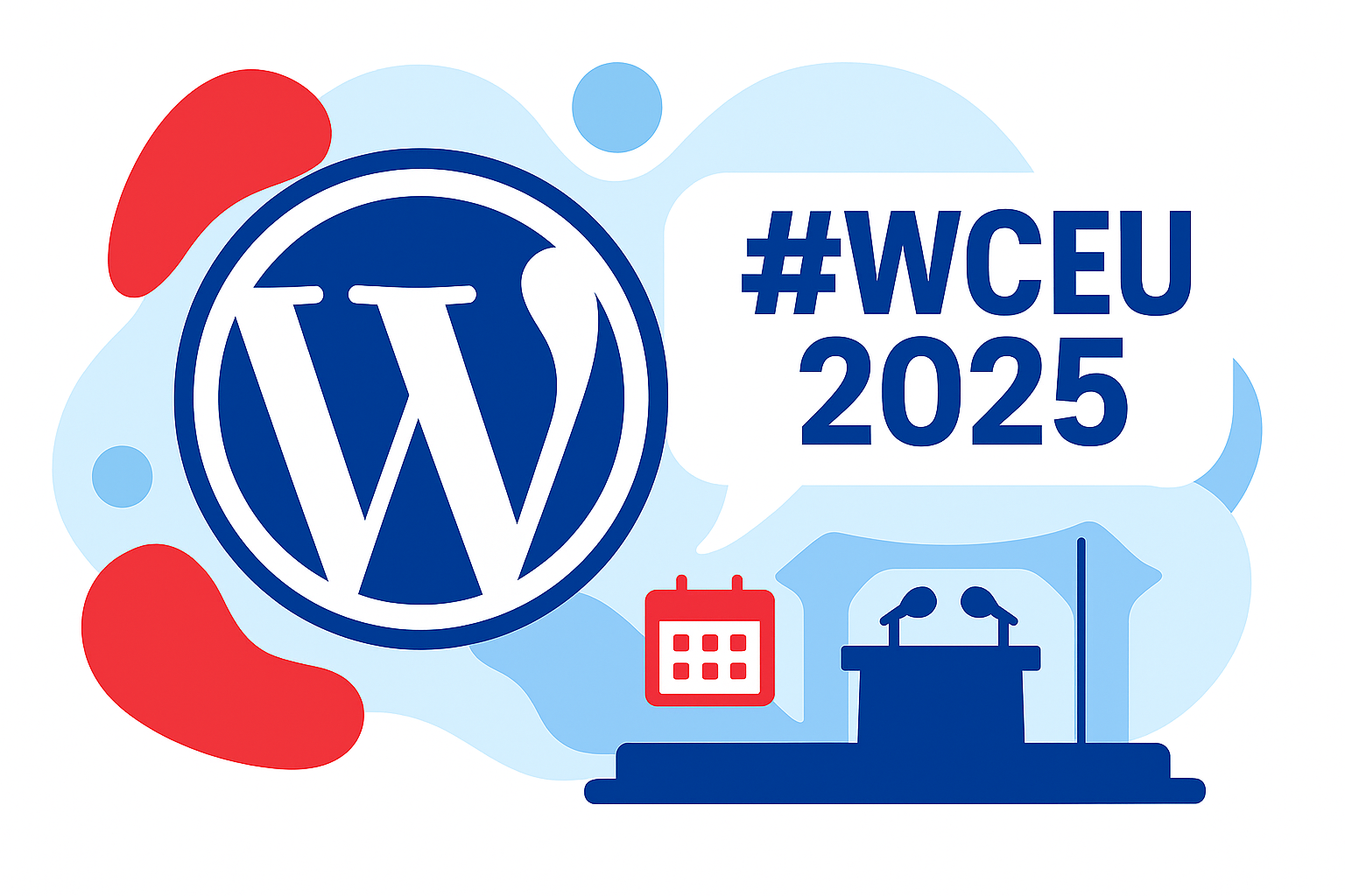 Image with symbol of WordPress, WCEU